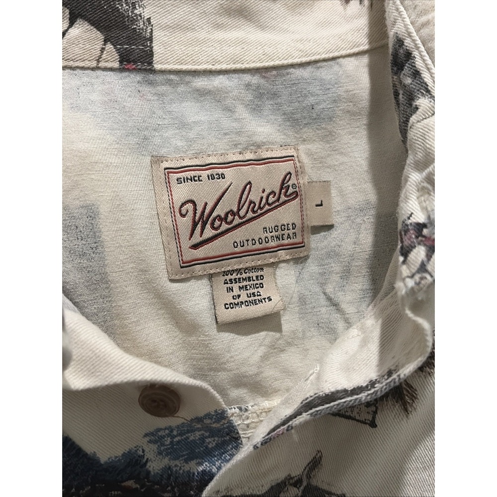 Vintage Woolrich Large Camp Shirt Button Up Short Sleeve‎ Nature Graphic Print - Picture 3 of 7